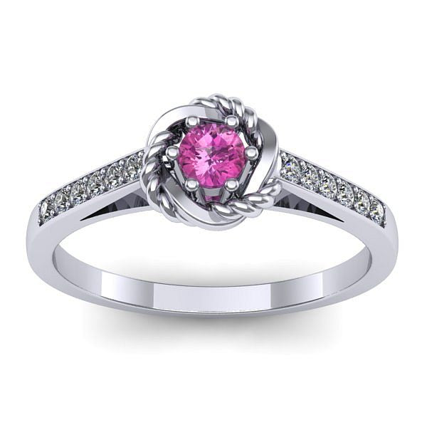 Inel logodna cu safir roz rotund