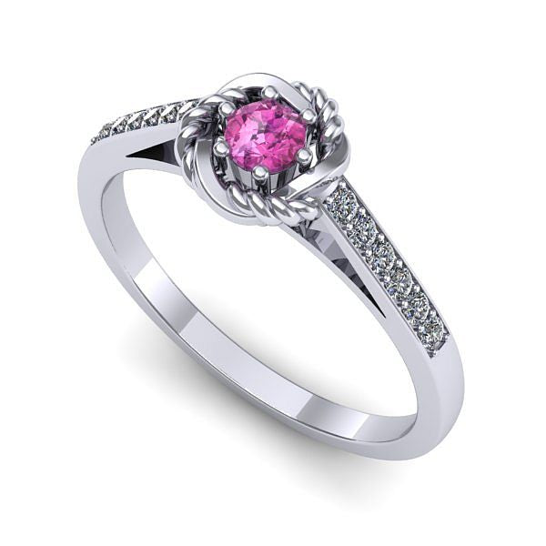 Inel din aur alb cu safir roz