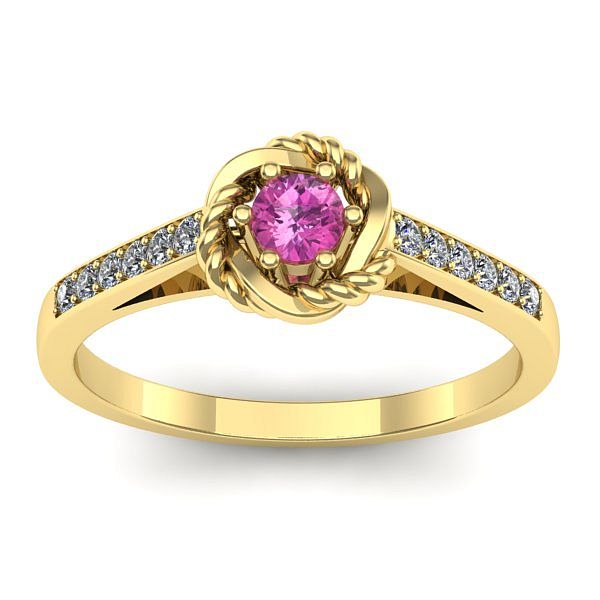 Inel logodna cu safir roz rotund