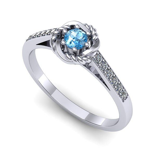 Inel logodna din aur alb cu topaz blue