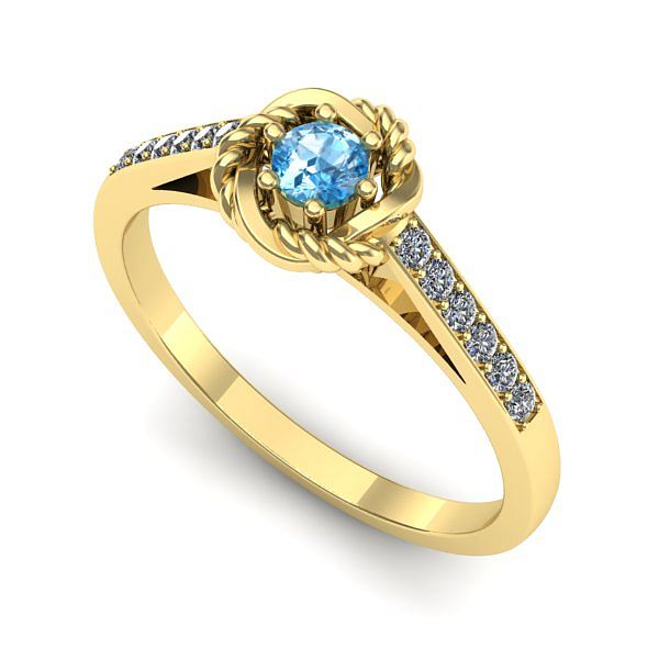 Inel de logodna din aur galben cu topaz blue