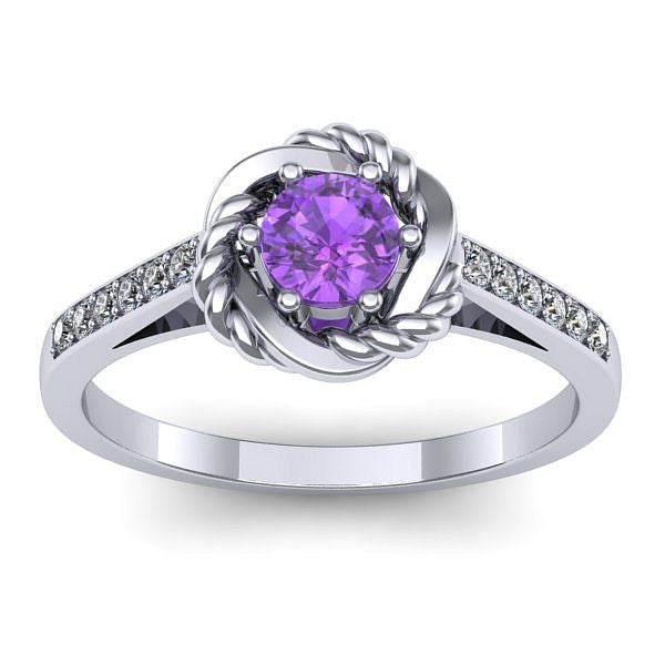 Inel de logodna cu ametist rotund