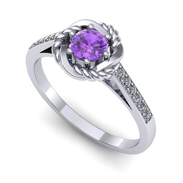 Inel de logodna din aur alb cu ametist