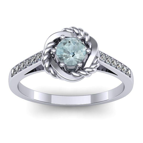 Inel logodna cu aquamarin rotund