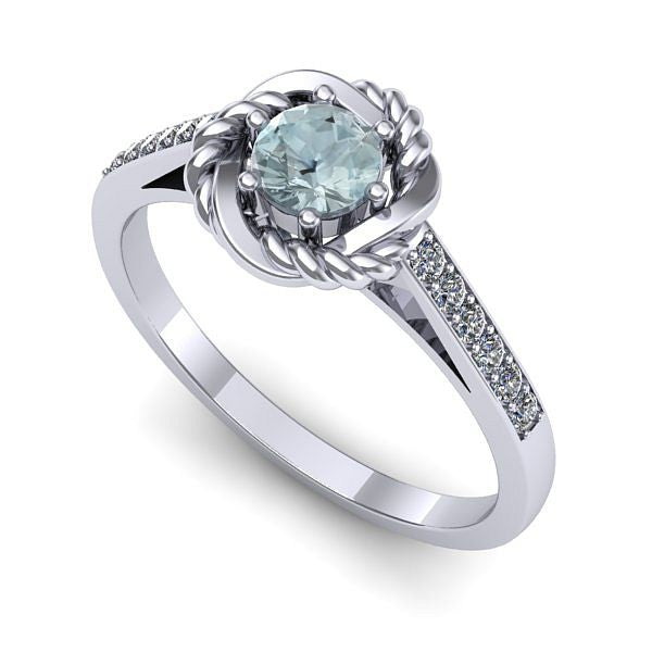 Inel din aur alb cu aquamarin