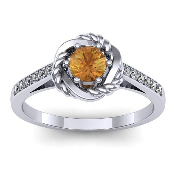 Inel cu citrin rotund