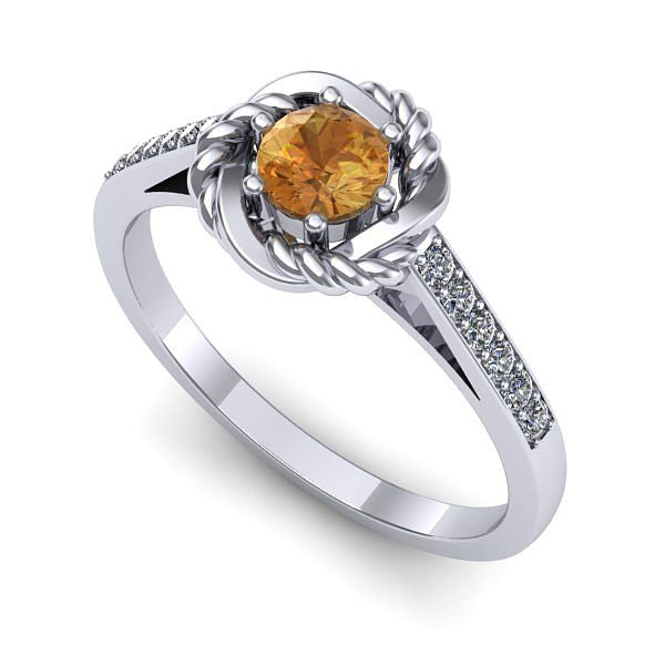Inel de logodna din aur alb cu citrin