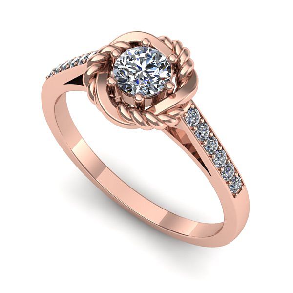 Inel din aur roz cu diamant