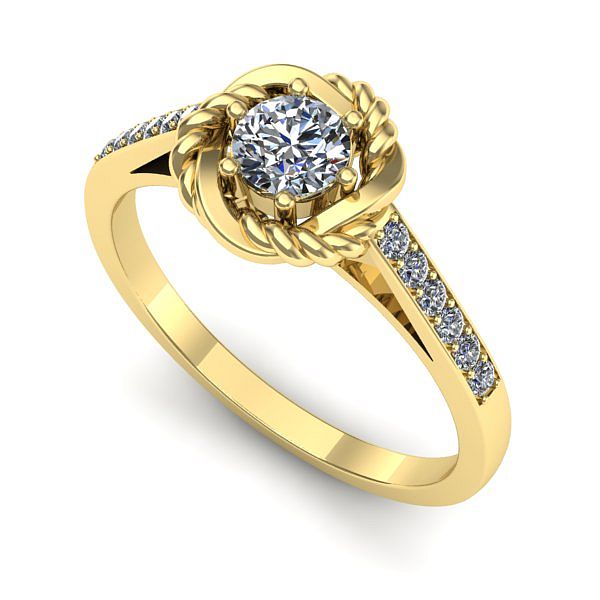 Inel din aur galben cu diamant de laborator