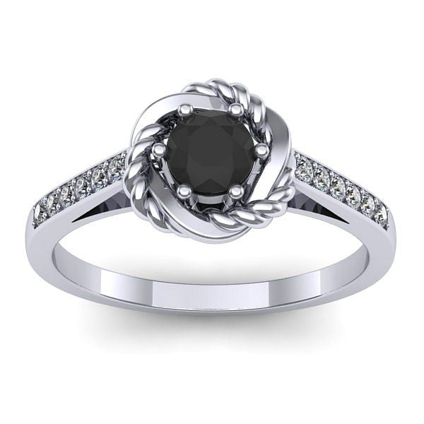 Inel logodna cu diamant negru rotund