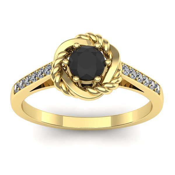 Inel logodna cu diamant negru rotund