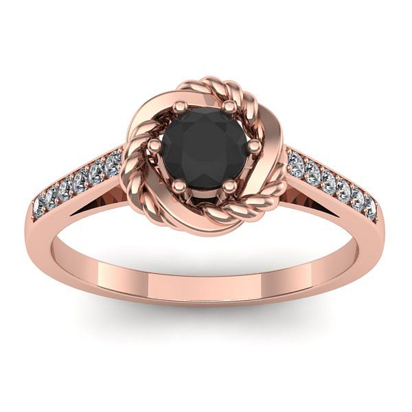 Inel de logodna cu diamant negru rotund