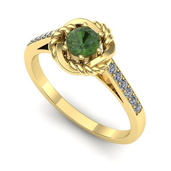 Inel logodna din aur galben cu peridot