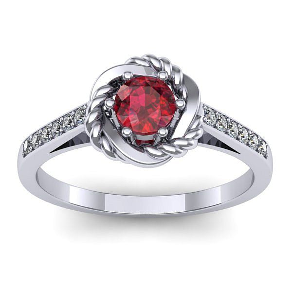 Inel de logodna cu rubin rotund