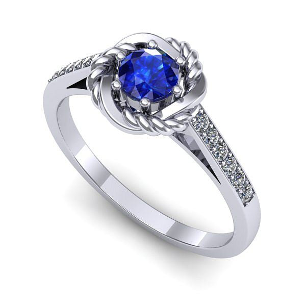 Inel logodna din aur alb cu safir