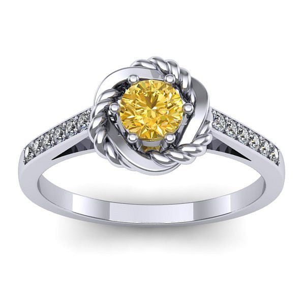 Inel logodna cu safir galben rotund