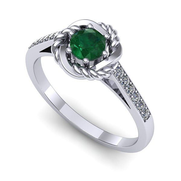 Inel logodna din aur alb cu smarald