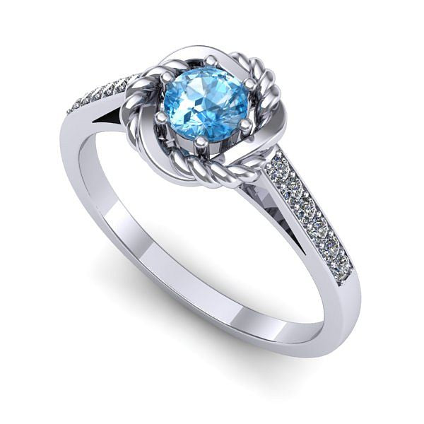 Inel logodna din aur alb cu topaz blue
