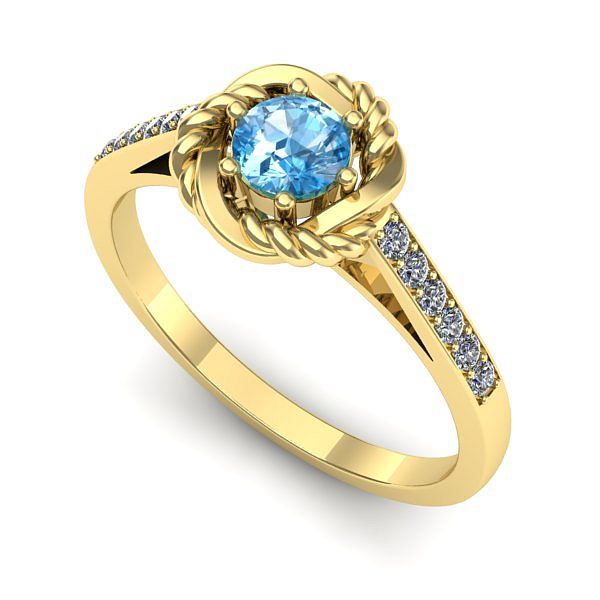 Inel din aur galben cu topaz blue