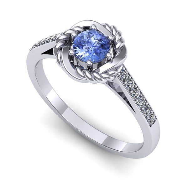 Inel logodna din aur alb cu tanzanit