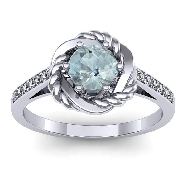 Inel de logodna cu aquamarin rotund