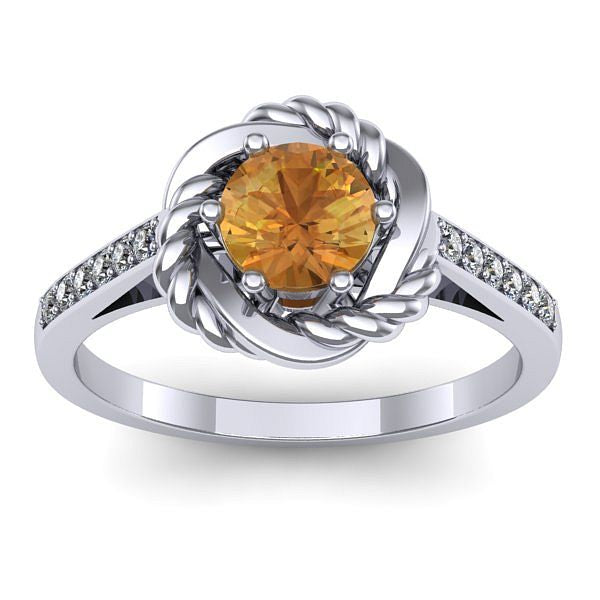 Inel logodna cu citrin rotund