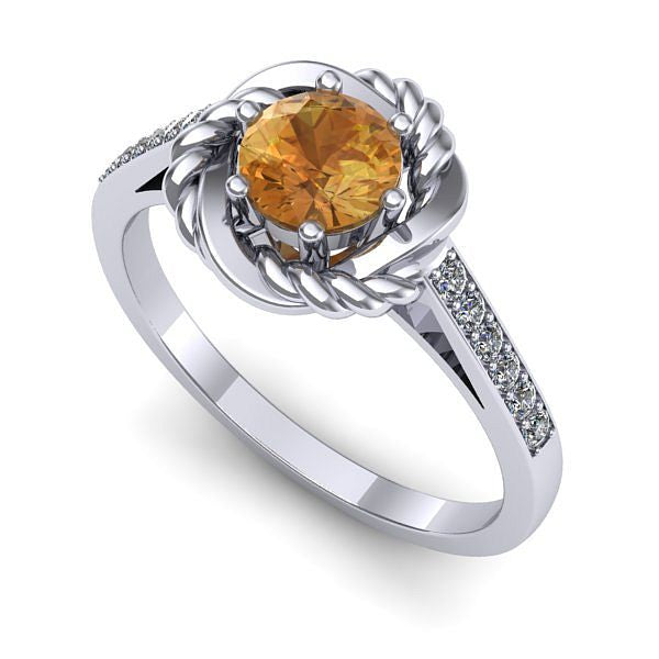 Inel din aur alb cu citrin