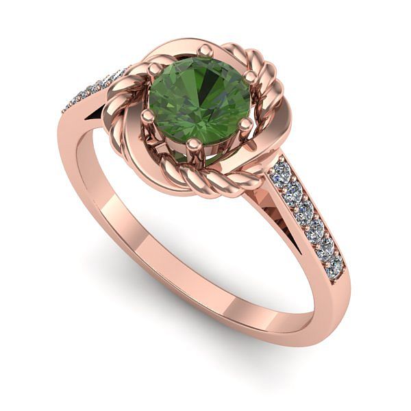 Inel din aur roz cu peridot