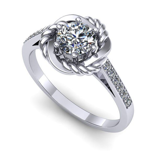 Inel din aur alb cu safir alb