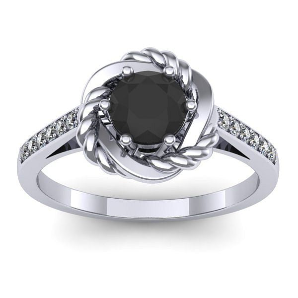 Inel cu diamant negru rotund