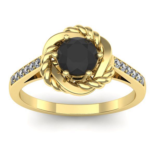 Inel cu diamant negru rotund