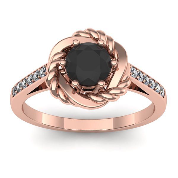 Inel de logodna cu diamant negru rotund