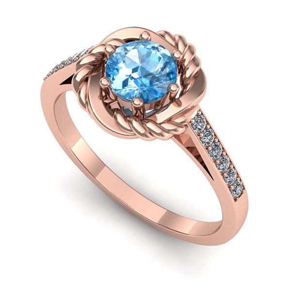 Inel din aur roz cu topaz blue