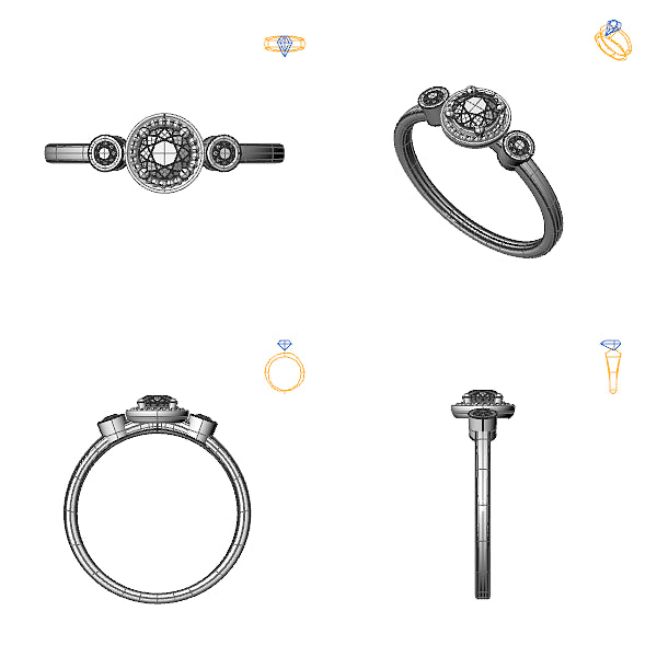 Inel logodna 3stone cu diamant de laborator