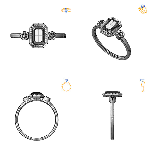 Inel 3stone cu tanzanit