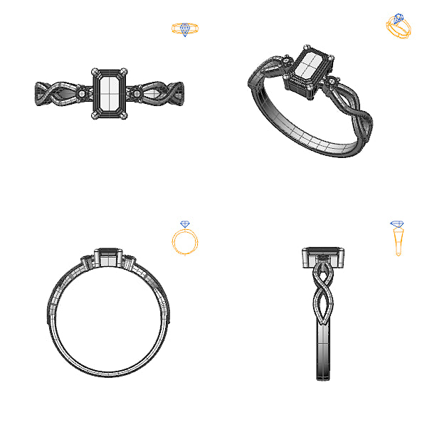 Inel de logodna 3stone cu rubin