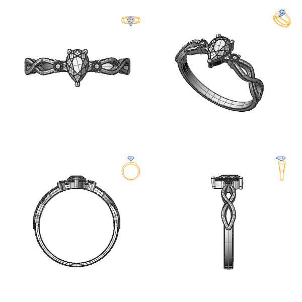 Inel 3stone cu rubin