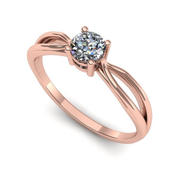 Inel de logodna din aur roz cu diamant