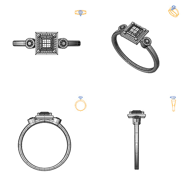 Inel de logodna 3stone cu topaz blue