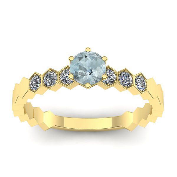 Inel cu aquamarin rotund