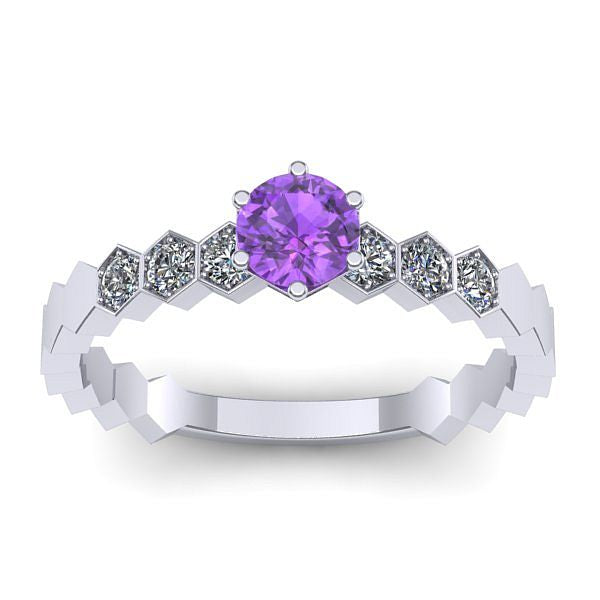 Inel de logodna cu ametist rotund