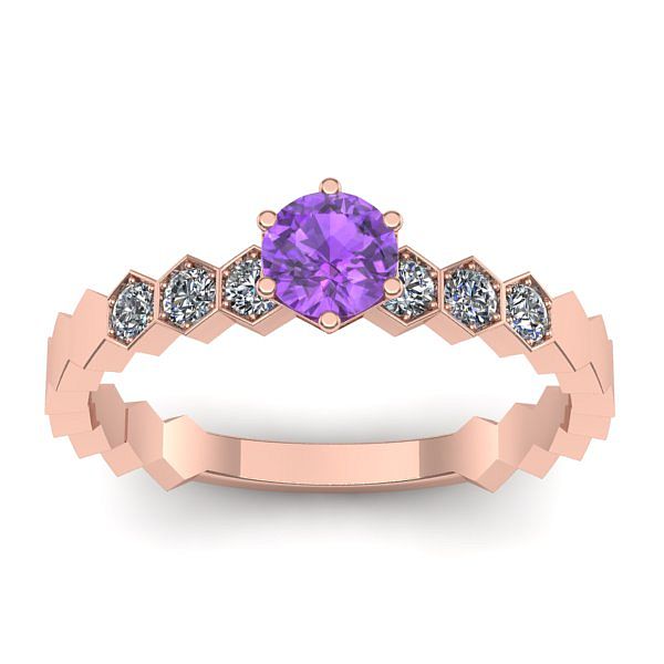 Inel de logodna cu ametist rotund