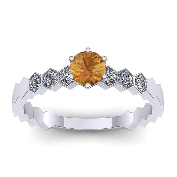 Inel logodna cu citrin rotund