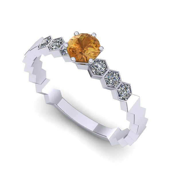 Inel de logodna din aur alb cu citrin