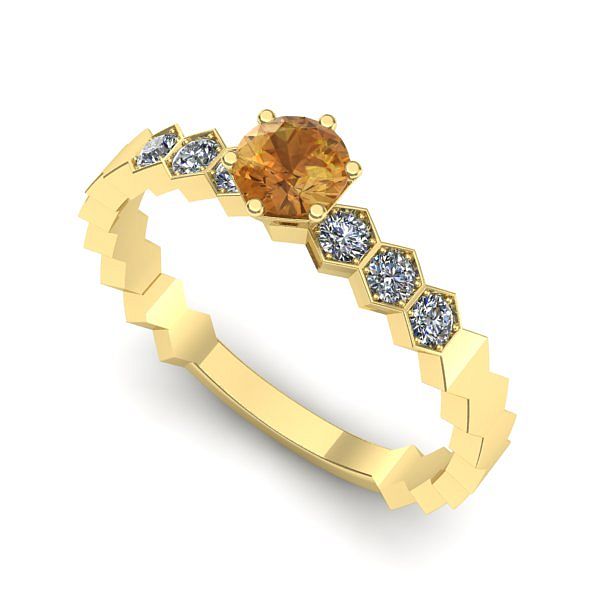 Inel logodna din aur galben cu citrin