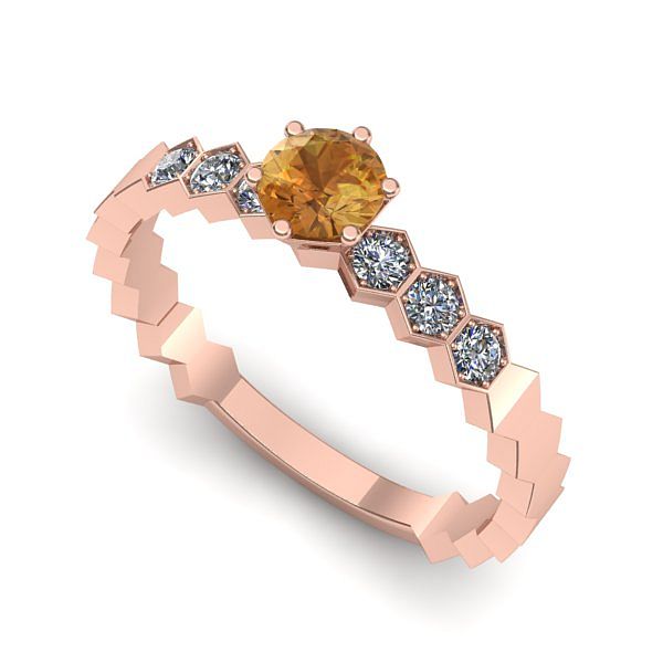 Inel din aur roz cu citrin