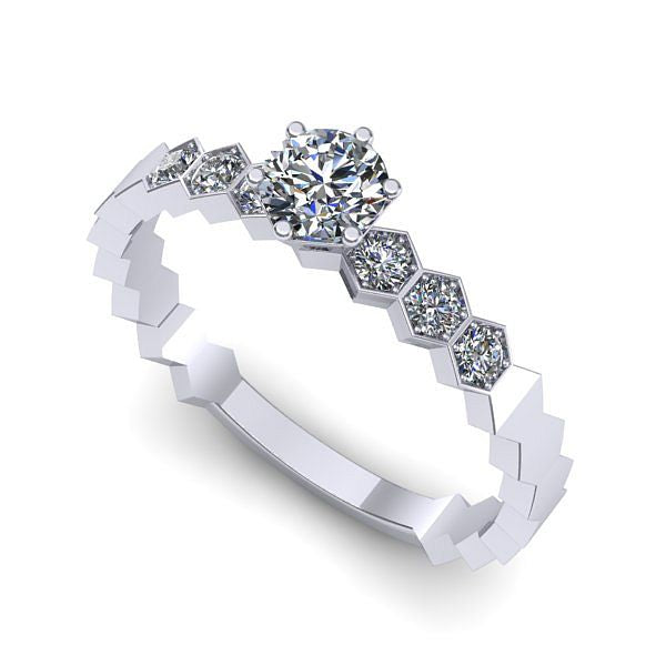 Inel de logodna din aur alb cu diamant