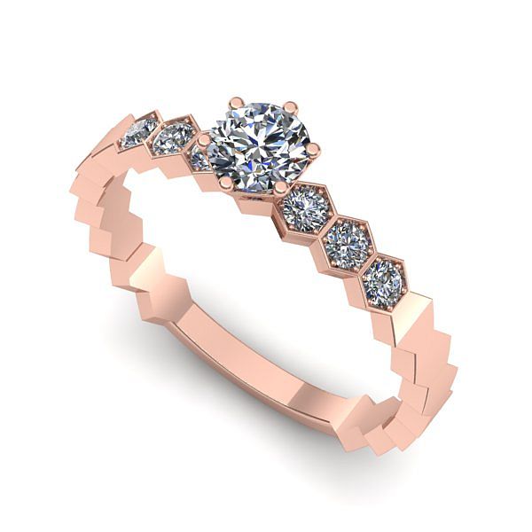 Inel logodna din aur roz cu diamant