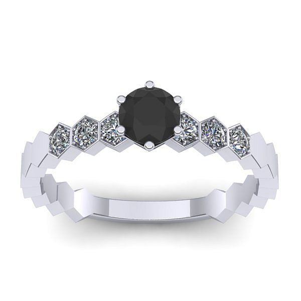 Inel logodna cu diamant negru rotund