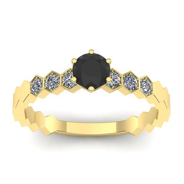 Inel de logodna cu diamant negru rotund